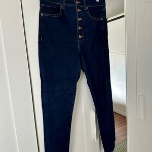 Women's Express Dark Blue Button Fly Skinny Jeans Size 10